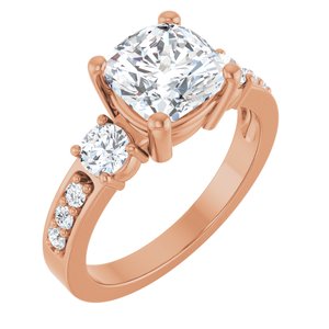 14K Rose Gold 7.5x7.5 mm Cushion Ring Mounting