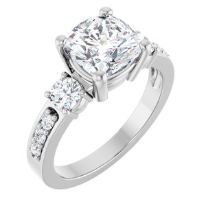 Sterling Silver 7.5x7.5 mm Cushion Ring Mounting