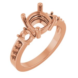 14K Rose Gold 7.5x7.5 mm Cushion Ring Mounting – image 2
