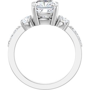 10K White Gold 7.5x7.5 mm Cushion Ring Mounting – image 3