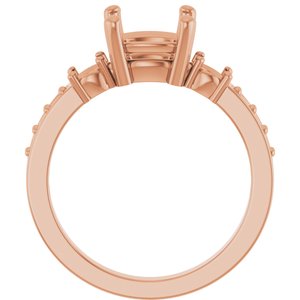 18K Rose Gold 7.5x7.5 mm Cushion Ring Mounting – image 4