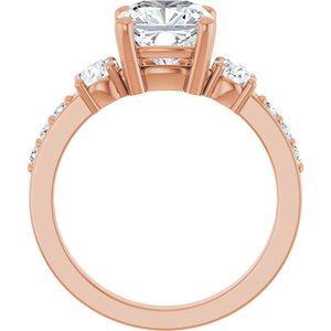 18K Rose Gold 7.5x7.5 mm Cushion Ring Mounting – image 3