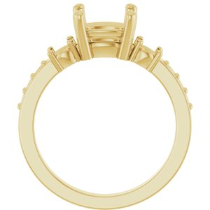18K Yellow Gold 7.5x7.5 mm Cushion Ring Mounting – image 4