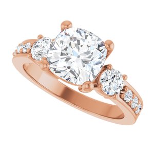 14K Rose Gold 7.5x7.5 mm Cushion Ring Mounting – image 8