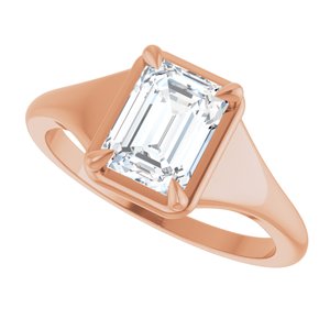 10K Rose Gold 7.5x5.5 mm Emerald Ring Mounting – image 8