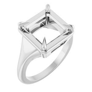 14K X1 White Gold 9x9 mm Square Ring Mounting – image 2