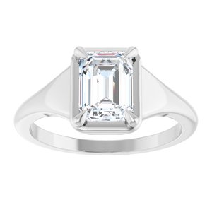 10K White Gold 7.5x5.5 mm Emerald Ring Mounting – image 5