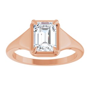 14K Rose Gold 7.5x5.5 mm Emerald Ring Mounting – image 5