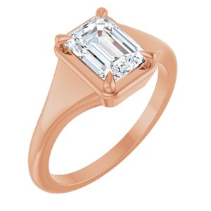 10K Rose Gold 7.5x5.5 mm Emerald Ring Mounting