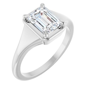 18K White Gold 7.5x5.5 mm Emerald Ring Mounting