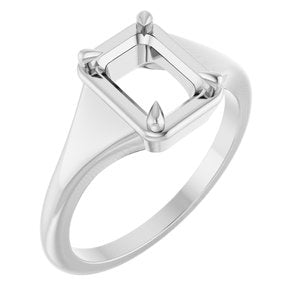 10K White Gold 7.5x5.5 mm Emerald Ring Mounting – image 2