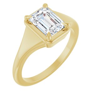 14K Yellow Gold 7.5x5.5 mm Emerald Ring Mounting