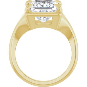 18K Yellow Gold 9x9 mm Square Ring Mounting – image 3