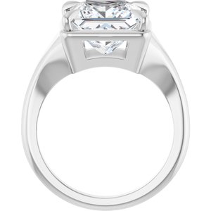 18K White Gold 9x9 mm Square Ring Mounting – image 3