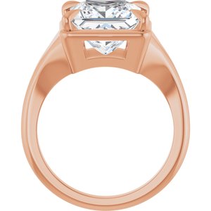 18K Rose Gold 9x9 mm Square Ring Mounting – image 3