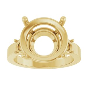 18K Yellow Gold 13 mm Round Ring Mounting – image 6