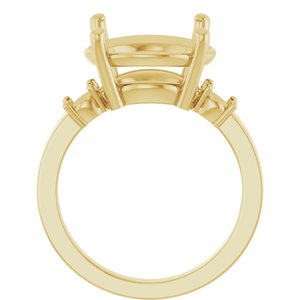 14K Yellow Gold 13 mm Round Ring Mounting – image 4