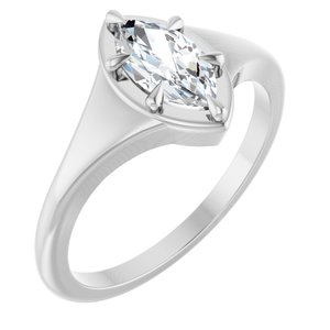 14K X1 White Gold 8.5x4.5 mm Marquise Ring Mounting