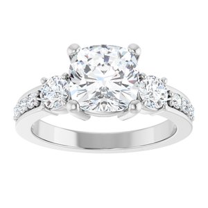 10K White Gold 7.5x7.5 mm Cushion Ring Mounting – image 5