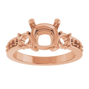 18K Rose Gold 7.5x7.5 mm Cushion Ring Mounting – image 6