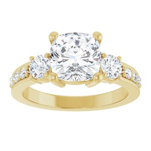14K Yellow Gold 7.5x7.5 mm Cushion Ring Mounting – image 5