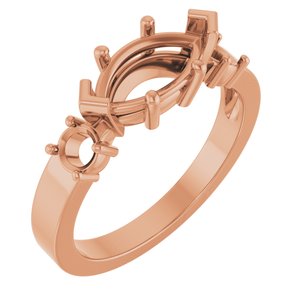 14K Rose Gold 10.5x5.5 mm Marquise Ring Mounting – image 2