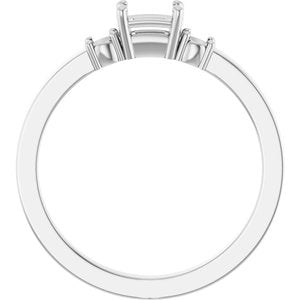 10K White Gold 4.5x3 mm Emerald Ring Mounting – image 4