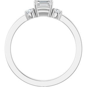 14K White Gold 4.5x3 mm Emerald Ring Mounting – image 3