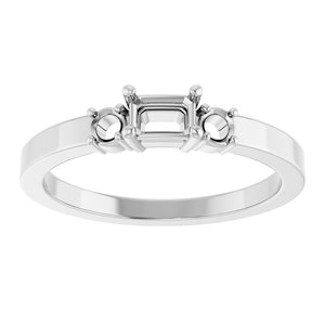 10K White Gold 4.5x3 mm Emerald Ring Mounting – image 6