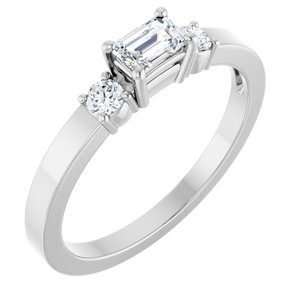 10K White Gold 4.5x3 mm Emerald Ring Mounting