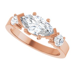 10K Rose Gold 10.5x5.5 mm Marquise Ring Mounting – image 8
