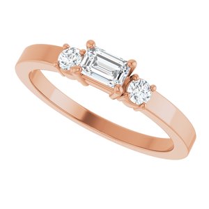 10K Rose Gold 4.5x3 mm Emerald Ring Mounting – image 8