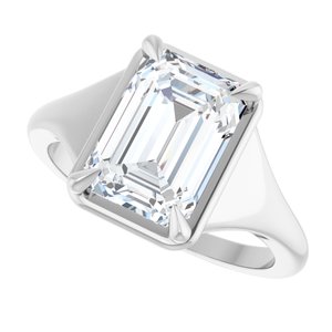 10K White Gold 10x7 mm Emerald Ring Mounting – image 8