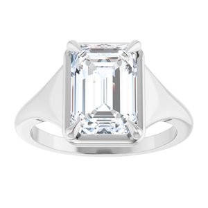 18K White Gold 10x7 mm Emerald Ring Mounting – image 5