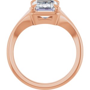 10K Rose Gold 10x7 mm Emerald Ring Mounting – image 3