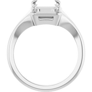 14K White Gold 10x7 mm Emerald Ring Mounting – image 4