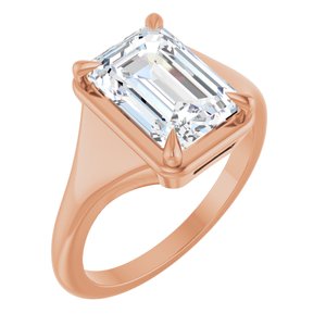 10K Rose Gold 10x7 mm Emerald Ring Mounting