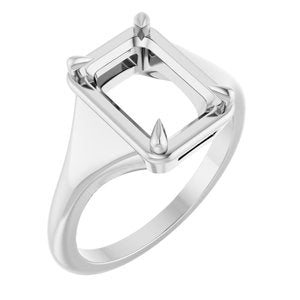 18K White Gold 10x7 mm Emerald Ring Mounting – image 2