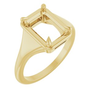 18K Yellow Gold 10x7 mm Emerald Ring Mounting – image 2