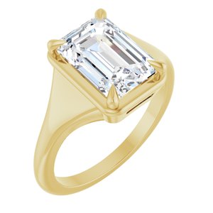 10K Yellow Gold 10x7 mm Emerald Ring Mounting