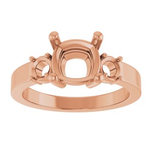 10K Rose Gold 7.5x7.5 mm Cushion Ring Mounting – image 6
