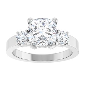 10K White Gold 7.5x7.5 mm Cushion Ring Mounting – image 5