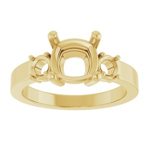 10K Yellow Gold 7.5x7.5 mm Cushion Ring Mounting – image 6