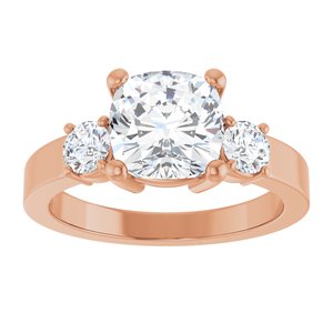 18K Rose Gold 7.5x7.5 mm Cushion Ring Mounting – image 5