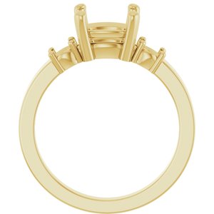 18K Yellow Gold 7.5x7.5 mm Cushion Ring Mounting – image 4