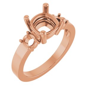 10K Rose Gold 7.5x7.5 mm Cushion Ring Mounting – image 2