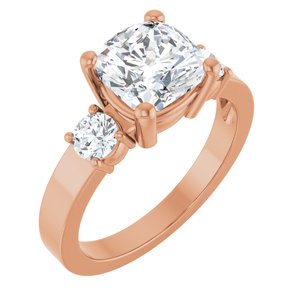 10K Rose Gold 7.5x7.5 mm Cushion Ring Mounting