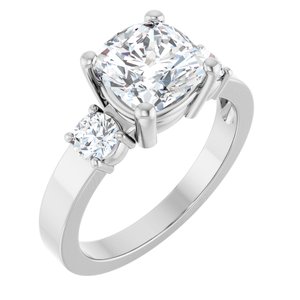 18K White Gold 7.5x7.5 mm Cushion Ring Mounting