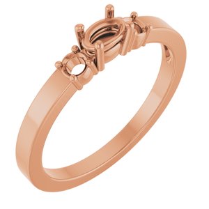 10K Rose Gold 5x3 mm Oval Ring Mounting – image 2