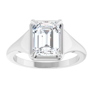 14K X1 White Gold 8.5x6.5 mm Emerald Ring Mounting – image 5